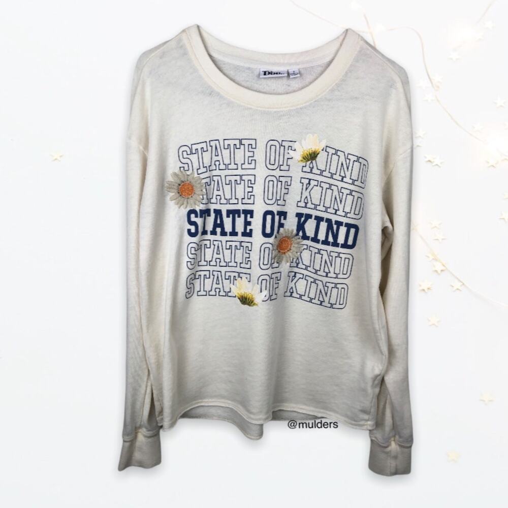 Doe Small State of Kind Graphic Daisy Embroidered Long Sleeve Shirt